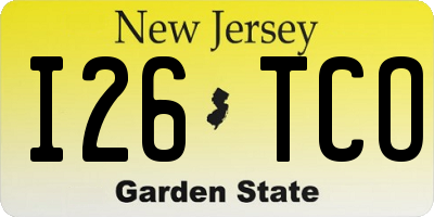 NJ license plate I26TCO