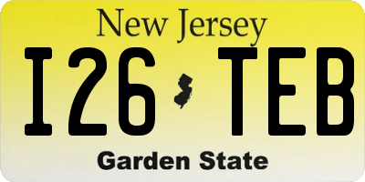 NJ license plate I26TEB
