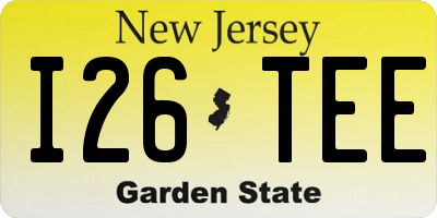 NJ license plate I26TEE