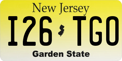 NJ license plate I26TGO
