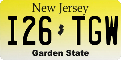 NJ license plate I26TGW