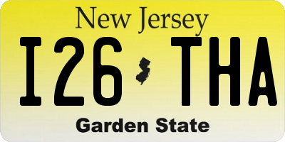 NJ license plate I26THA