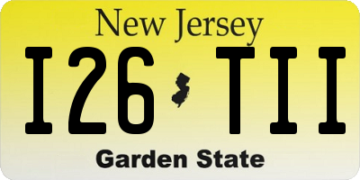 NJ license plate I26TII