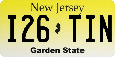 NJ license plate I26TIN