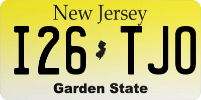 NJ license plate I26TJO