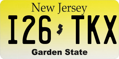 NJ license plate I26TKX