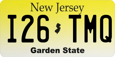 NJ license plate I26TMQ