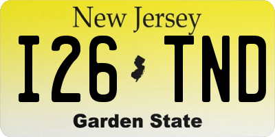 NJ license plate I26TND