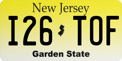 NJ license plate I26TOF