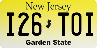 NJ license plate I26TOI
