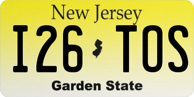 NJ license plate I26TOS