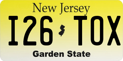 NJ license plate I26TOX