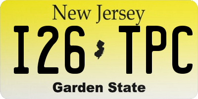 NJ license plate I26TPC