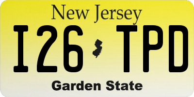 NJ license plate I26TPD