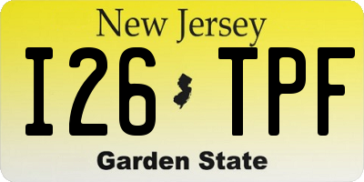 NJ license plate I26TPF