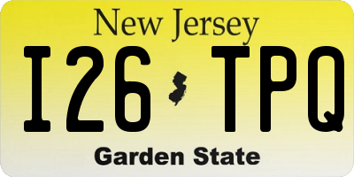 NJ license plate I26TPQ