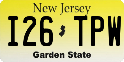 NJ license plate I26TPW