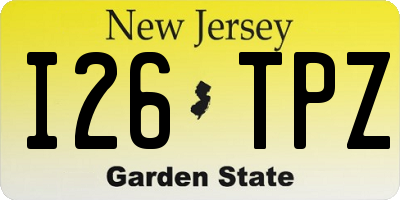 NJ license plate I26TPZ