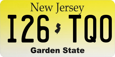 NJ license plate I26TQO