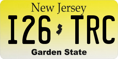 NJ license plate I26TRC