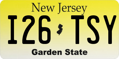 NJ license plate I26TSY
