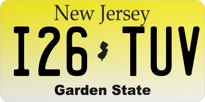 NJ license plate I26TUV