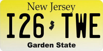 NJ license plate I26TWE