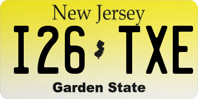 NJ license plate I26TXE