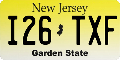 NJ license plate I26TXF
