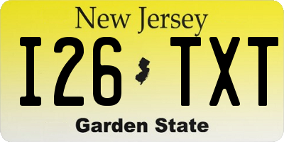 NJ license plate I26TXT