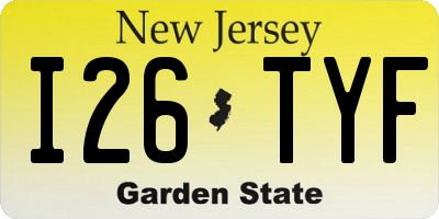 NJ license plate I26TYF