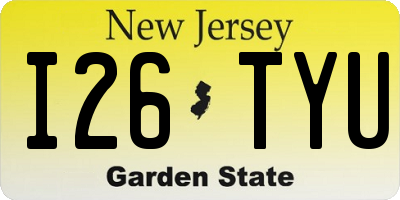 NJ license plate I26TYU