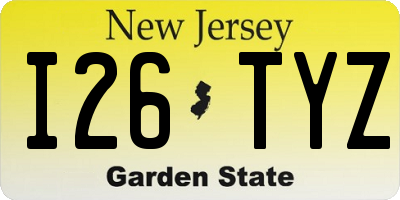 NJ license plate I26TYZ