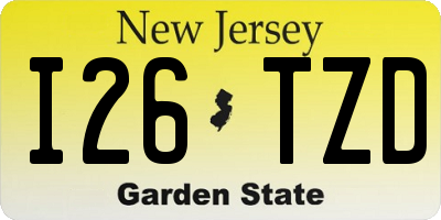 NJ license plate I26TZD