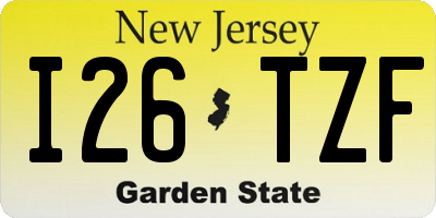 NJ license plate I26TZF
