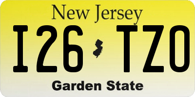 NJ license plate I26TZO