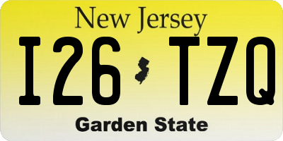 NJ license plate I26TZQ
