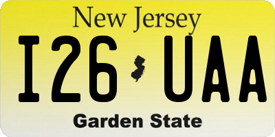 NJ license plate I26UAA
