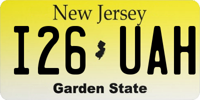NJ license plate I26UAH