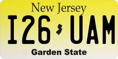 NJ license plate I26UAM