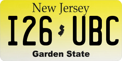 NJ license plate I26UBC