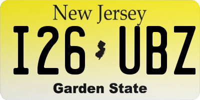 NJ license plate I26UBZ