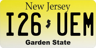 NJ license plate I26UEM