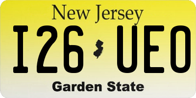 NJ license plate I26UEO