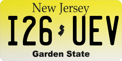 NJ license plate I26UEV