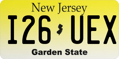 NJ license plate I26UEX