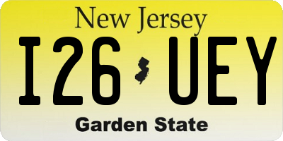 NJ license plate I26UEY