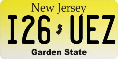 NJ license plate I26UEZ