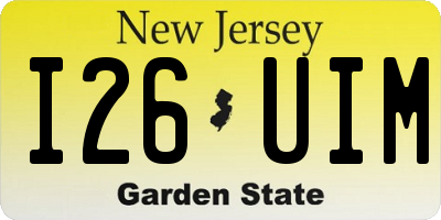 NJ license plate I26UIM