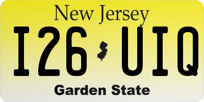NJ license plate I26UIQ